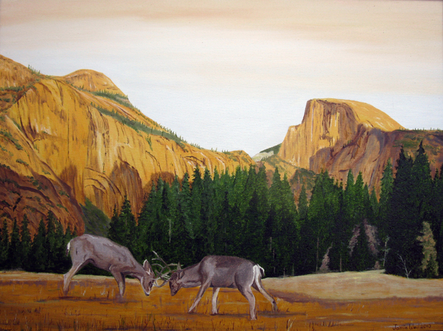 Half Dome and Sarring Bucks, Oil Painting