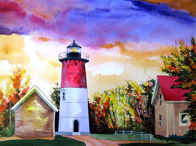 Nauset Light, Watercolor 
Painting
